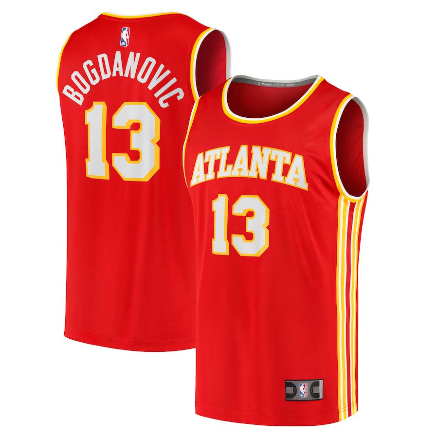 Men Atlanta Hawks #13 Bogdan Bogdanovic Fanatics Branded Red Icon Edition 2021-22 Fast Break Replica NBA Jersey->atlanta hawks->NBA Jersey